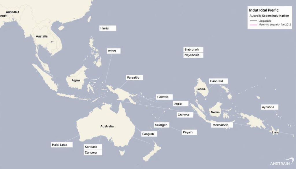 Map showing Australia's strategic relationships in the Indo-Pacific region
